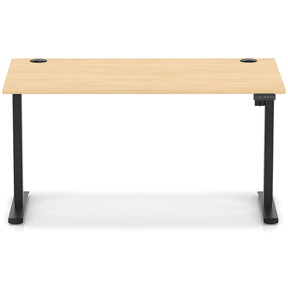 Air Lite 1400mm Height Adjustable Office Desk, Black Leg, Maple