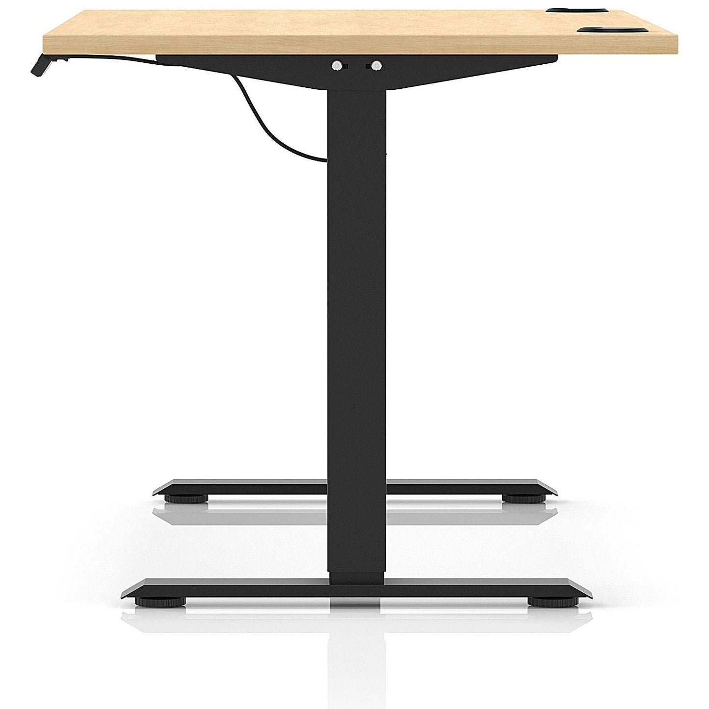 Air Lite 1400mm Height Adjustable Office Desk, Black Leg, Maple
