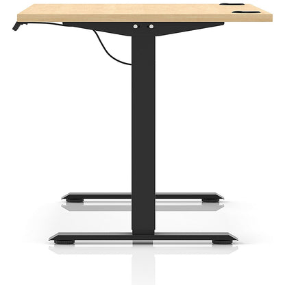 Air Lite 1400mm Height Adjustable Office Desk, Black Leg, Maple