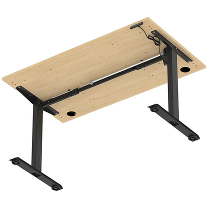 Air Lite 1400mm Height Adjustable Office Desk, Black Leg, Maple