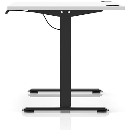 Air Lite 1400mm Height Adjustable Office Desk, Black Leg, White