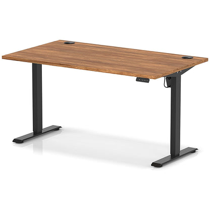 Air Lite 1400mm Height Adjustable Office Desk, Black Leg, Walnut