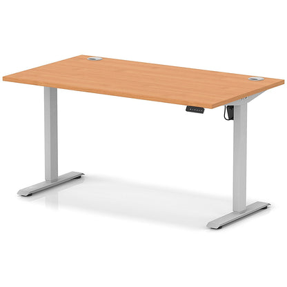 Air Lite 1400mm Height Adjustable Office Desk, Silver Leg, Beech