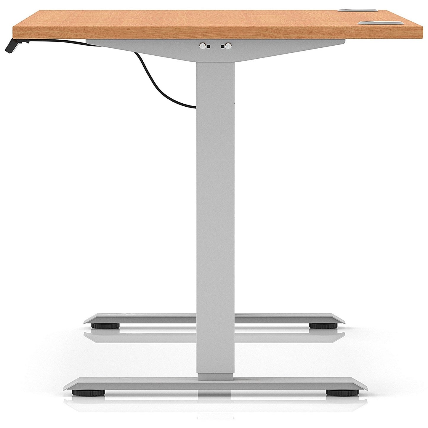 Air Lite 1400mm Height Adjustable Office Desk, Silver Leg, Beech