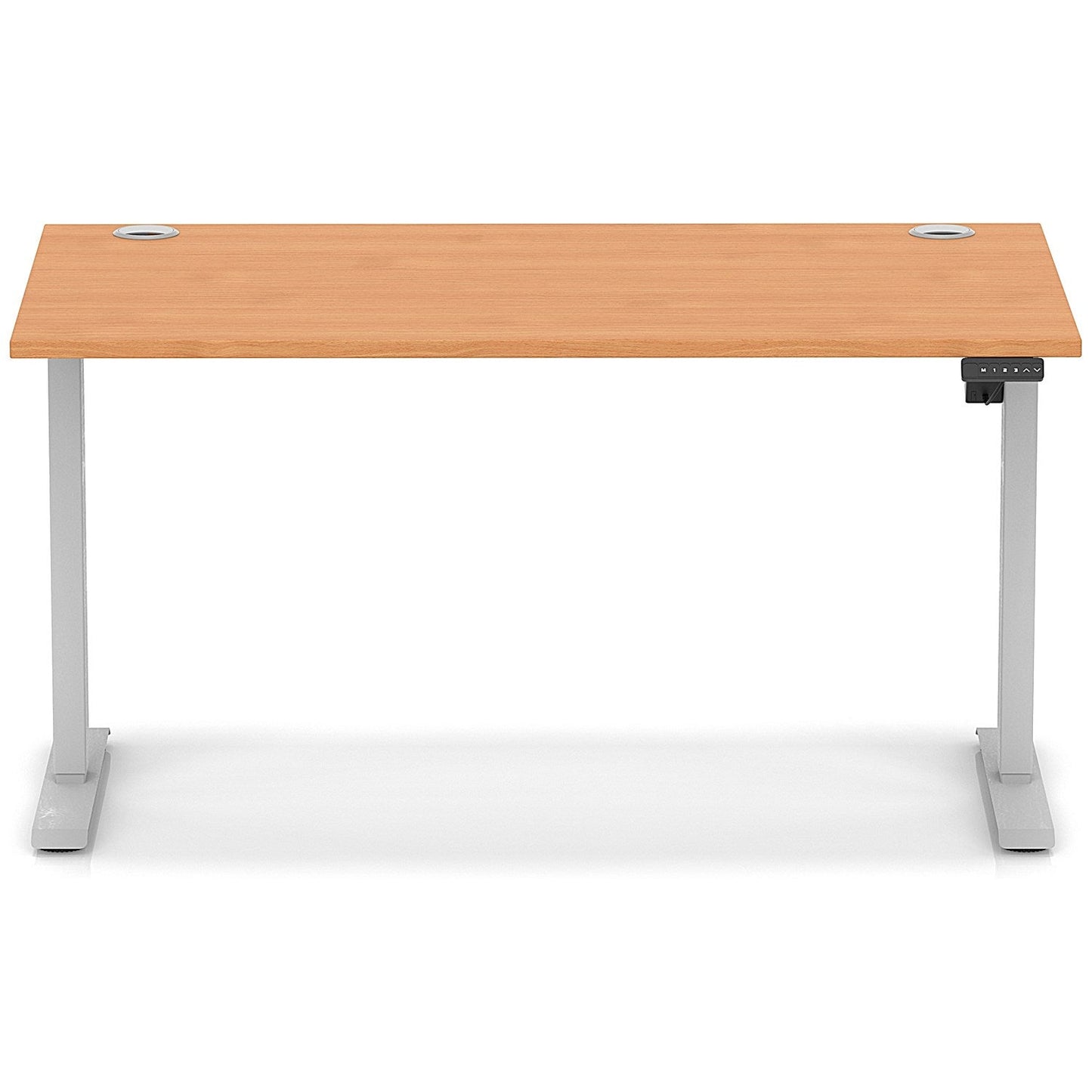 Air Lite 1400mm Height Adjustable Office Desk, Silver Leg, Beech