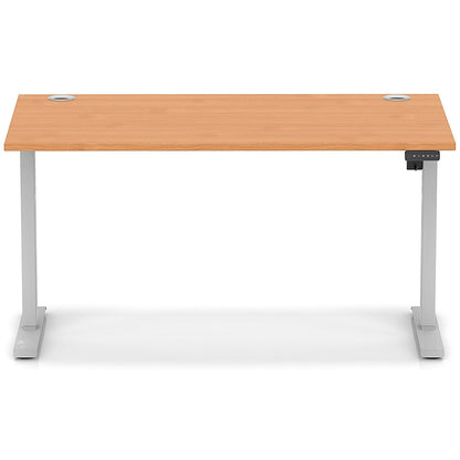 Air Lite 1400mm Height Adjustable Office Desk, Silver Leg, Beech