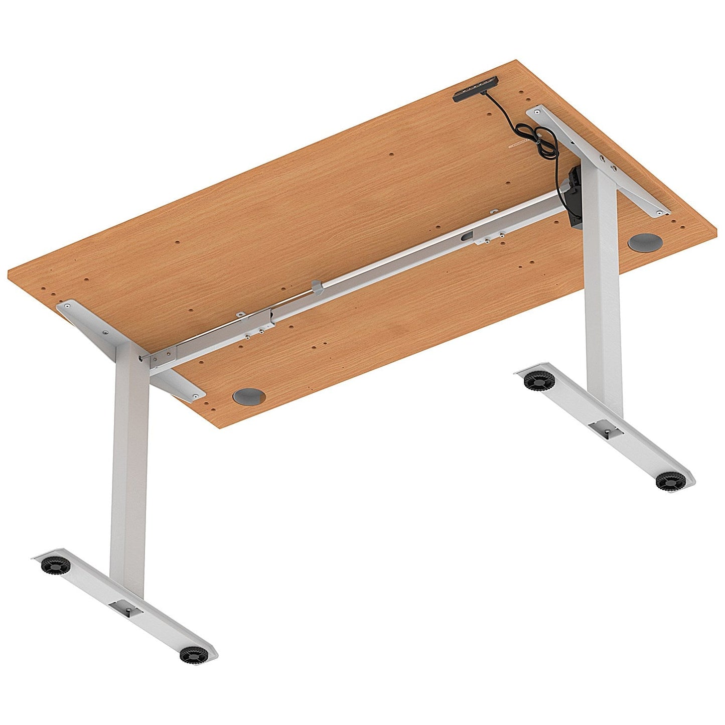 Air Lite 1400mm Height Adjustable Office Desk, Silver Leg, Beech