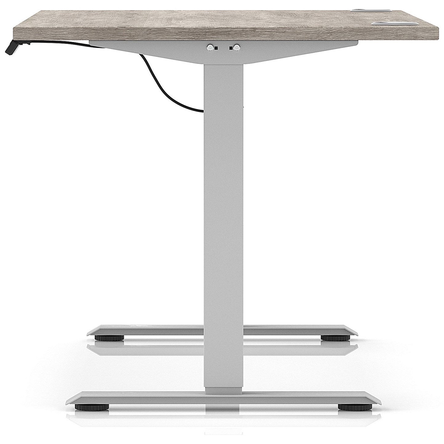 Air Lite 1400mm Height Adjustable Office Desk, Silver Leg, Grey Oak
