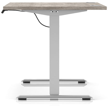 Air Lite 1400mm Height Adjustable Office Desk, Silver Leg, Grey Oak