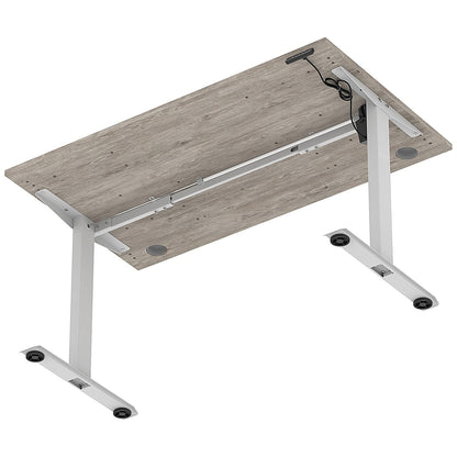 Air Lite 1400mm Height Adjustable Office Desk, Silver Leg, Grey Oak