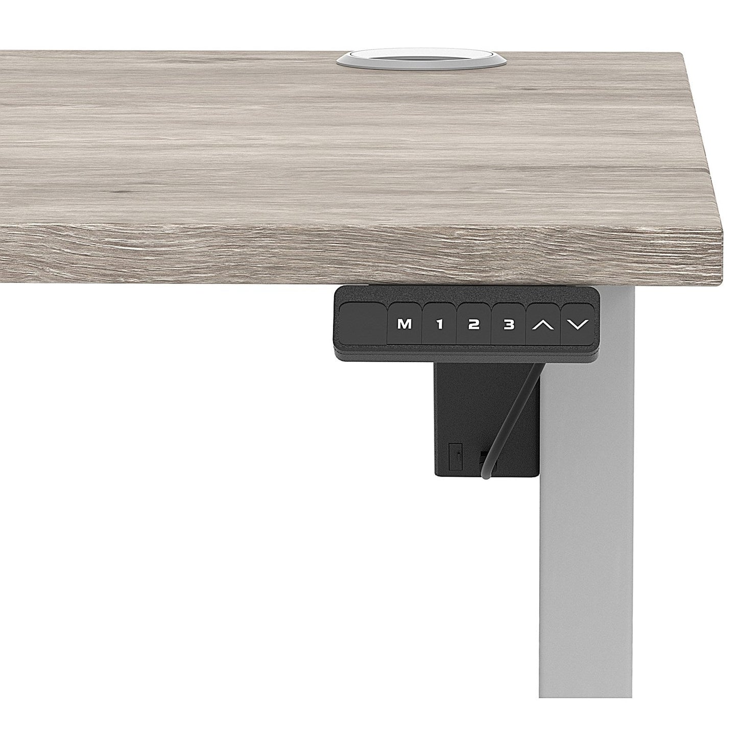 Air Lite 1400mm Height Adjustable Office Desk, Silver Leg, Grey Oak Easy2Order : HA03966
