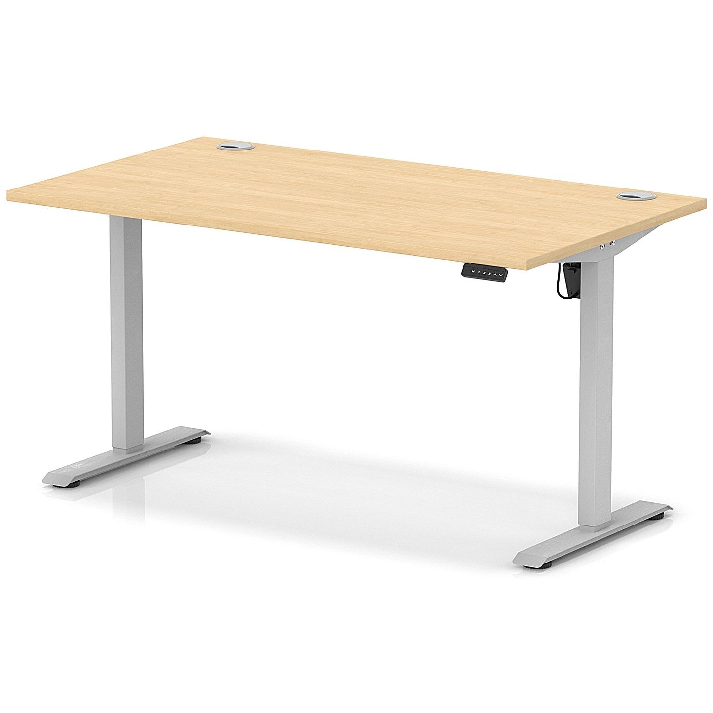 Air Lite 1400mm Height Adjustable Office Desk, Silver Leg, Maple