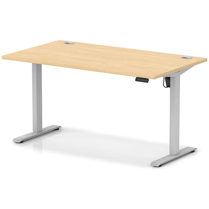 Air Lite 1400mm Height Adjustable Office Desk, Silver Leg, Maple