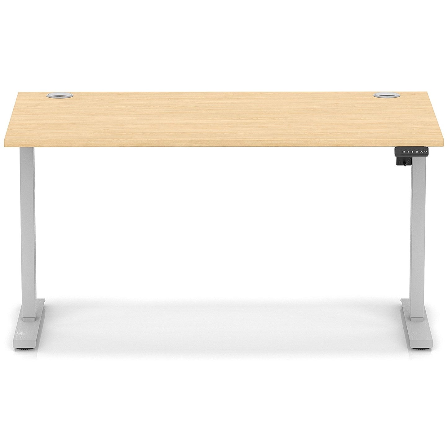 Air Lite 1400mm Height Adjustable Office Desk, Silver Leg, Maple