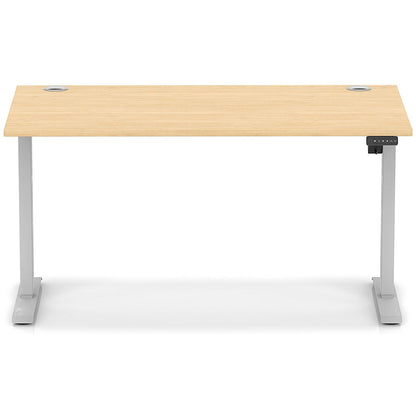 Air Lite 1400mm Height Adjustable Office Desk, Silver Leg, Maple