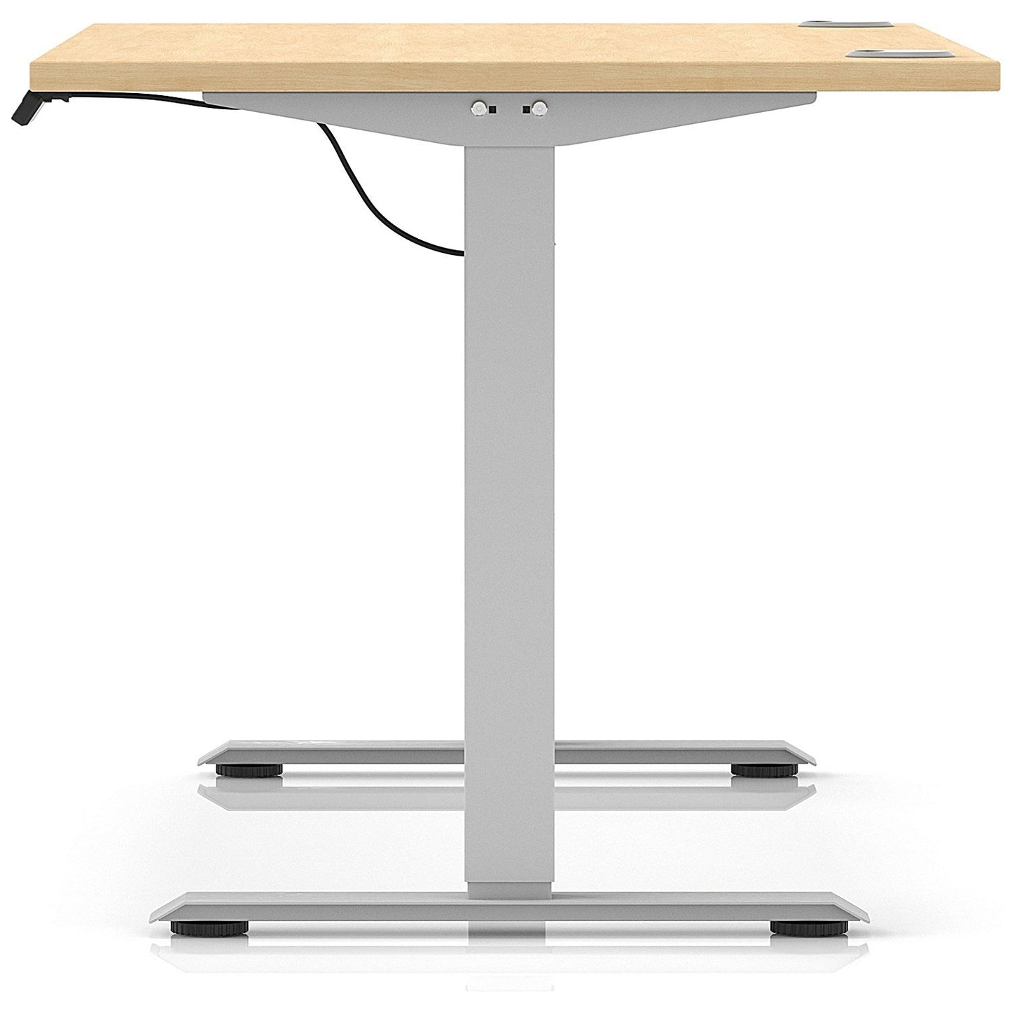Air Lite 1400mm Height Adjustable Office Desk, Silver Leg, Maple