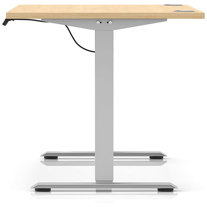 Air Lite 1400mm Height Adjustable Office Desk, Silver Leg, Maple