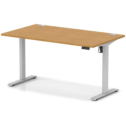 Air Lite 1400mm Height Adjustable Office Desk, Silver Leg, Oak