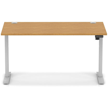 Air Lite 1400mm Height Adjustable Office Desk, Silver Leg, Oak