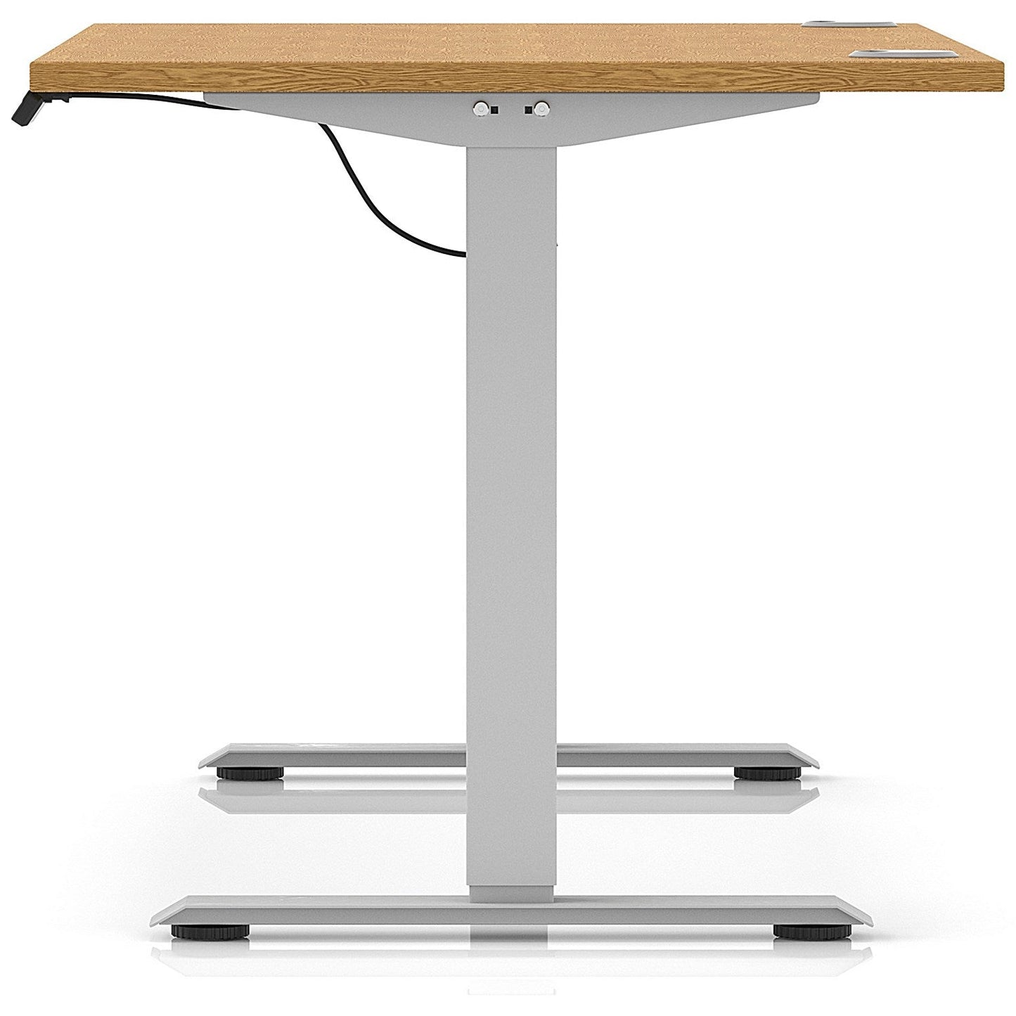 Air Lite 1400mm Height Adjustable Office Desk, Silver Leg, Oak