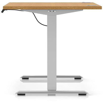 Air Lite 1400mm Height Adjustable Office Desk, Silver Leg, Oak