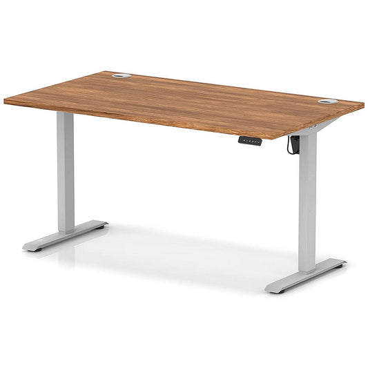 Air Lite 1400mm Height Adjustable Office Desk, Silver Leg, Walnut Easy2Order : HA03970
