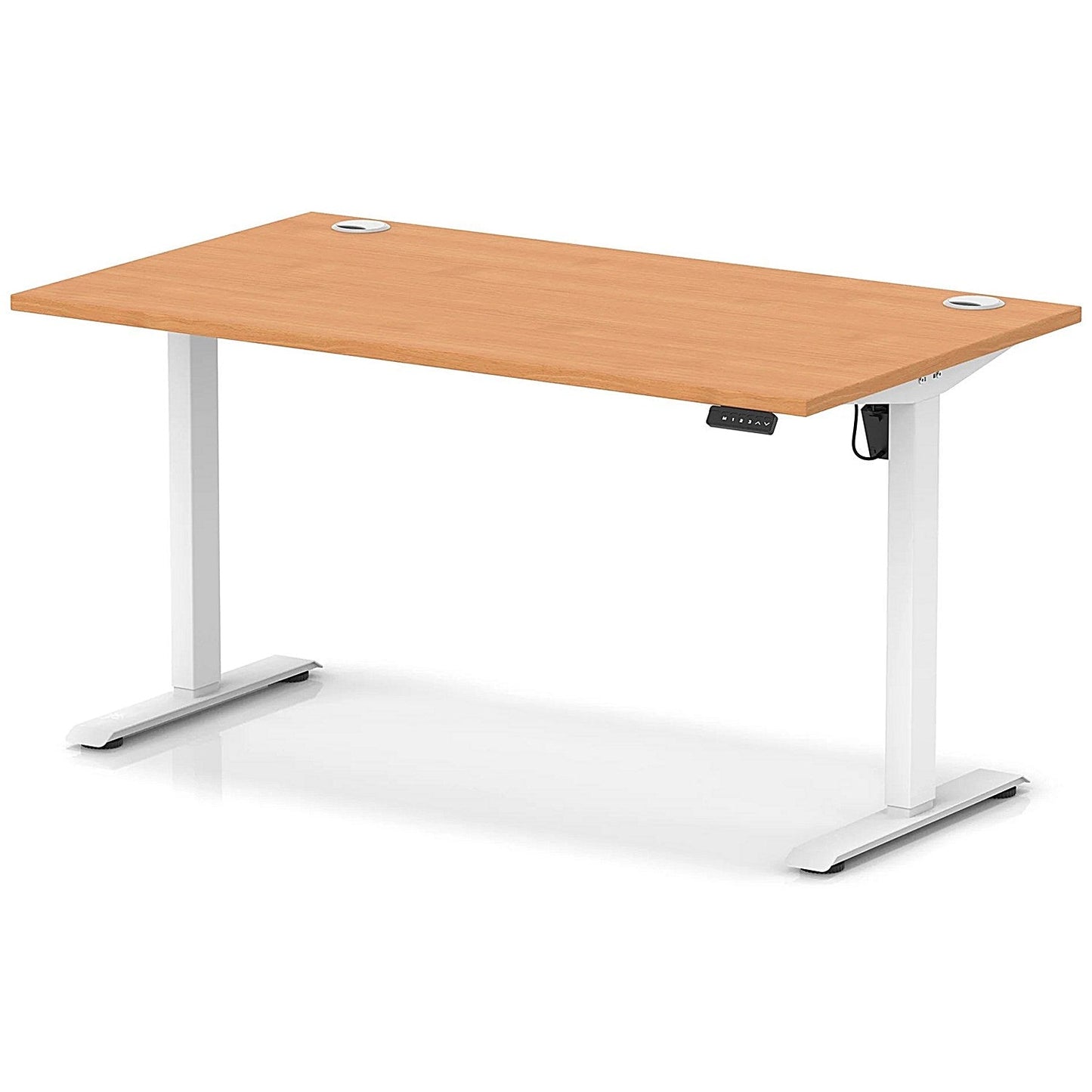 Air Lite 1400mm Height Adjustable Office Desk, White Leg, Beech Easy2Order : HA03971