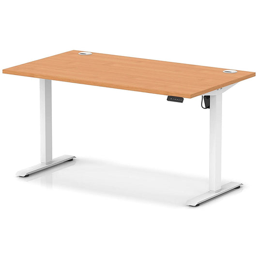 Air Lite 1400mm Height Adjustable Office Desk, White Leg, Beech Easy2Order : HA03971