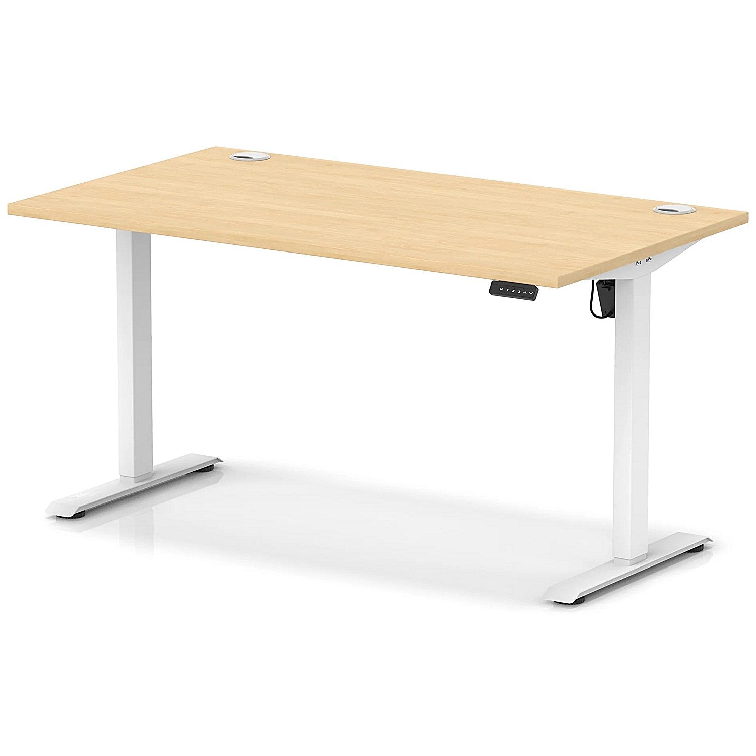 Air Lite 1400mm Height Adjustable Office Desk, White Leg, Maple Easy2Order : HA03974