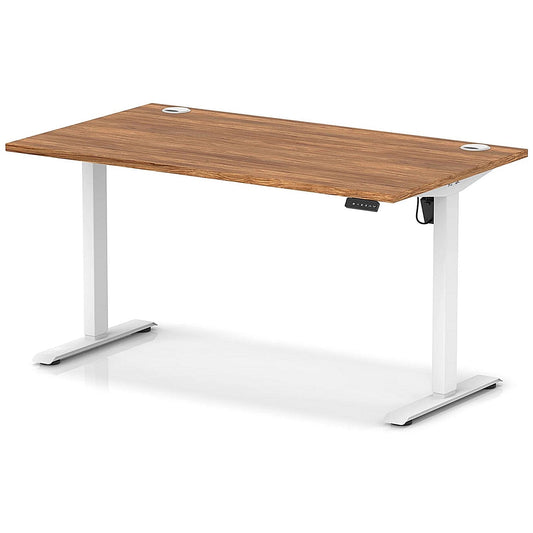Air Lite 1400mm Height Adjustable Office Desk, White Leg, Walnut Easy2Order : HA03977