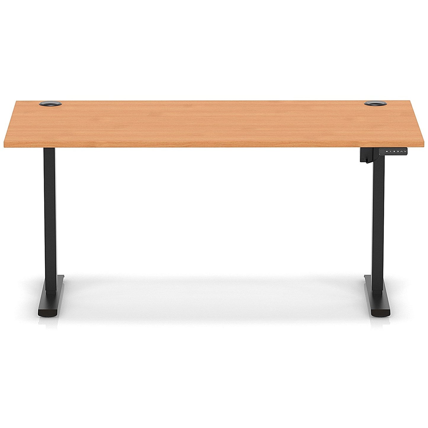 Air Lite 1600mm Height Adjustable Office Desk, Black Leg, Beech