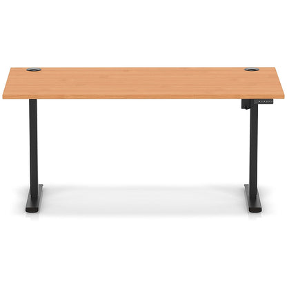 Air Lite 1600mm Height Adjustable Office Desk, Black Leg, Beech