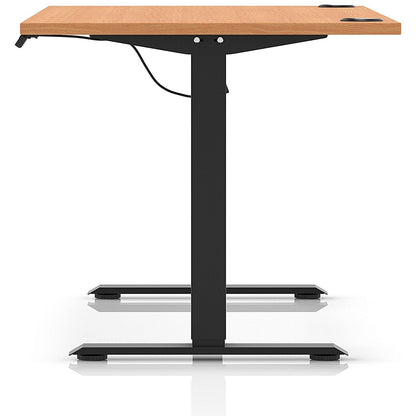 Air Lite 1600mm Height Adjustable Office Desk, Black Leg, Beech