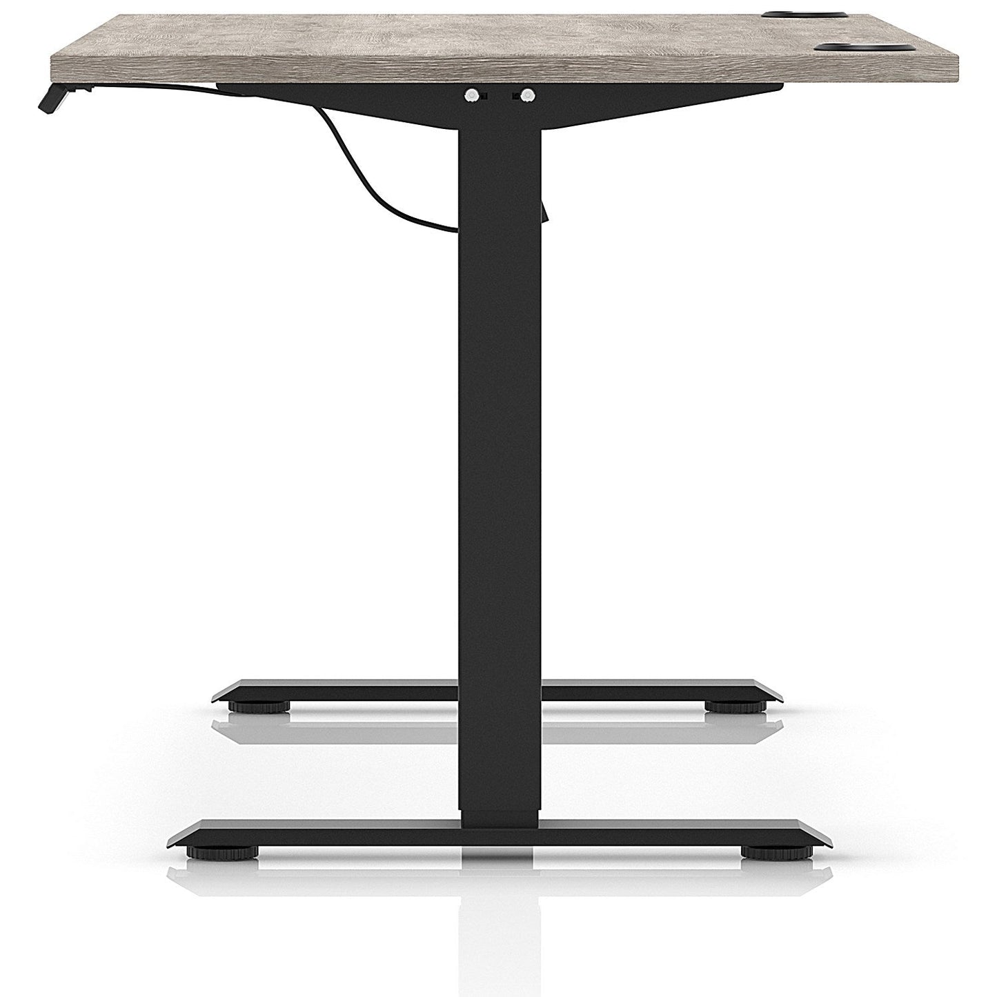 Air Lite 1600mm Height Adjustable Office Desk, Black Leg, Grey Oak