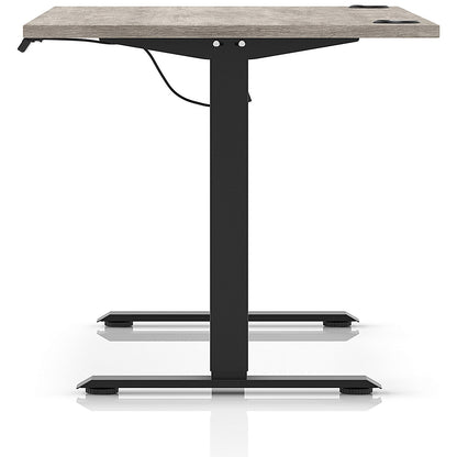 Air Lite 1600mm Height Adjustable Office Desk, Black Leg, Grey Oak