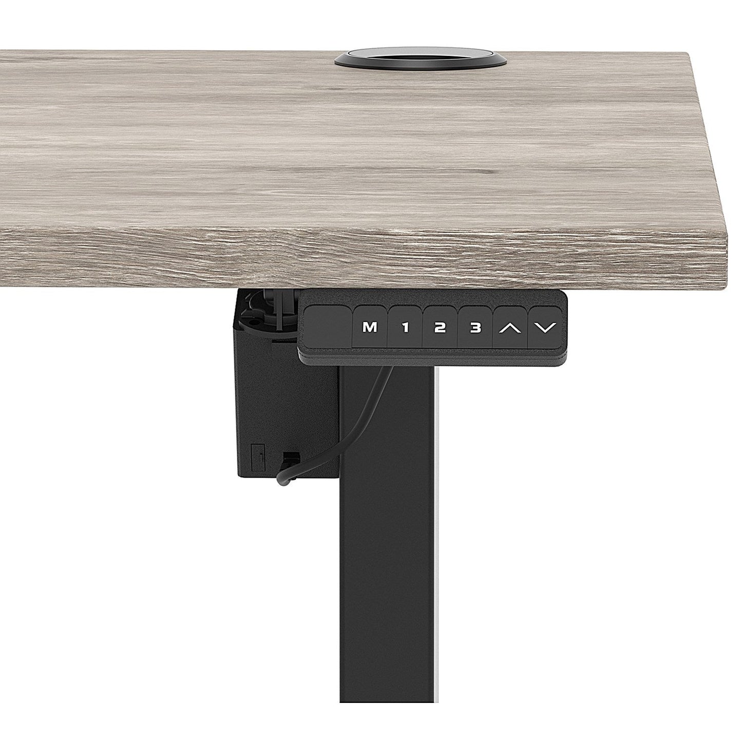 Air Lite 1600mm Height Adjustable Office Desk, Black Leg, Grey Oak Easy2Order : HA03980