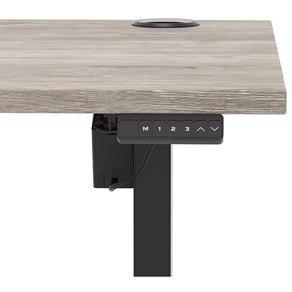 Air Lite 1600mm Height Adjustable Office Desk, Black Leg, Grey Oak Easy2Order : HA03980