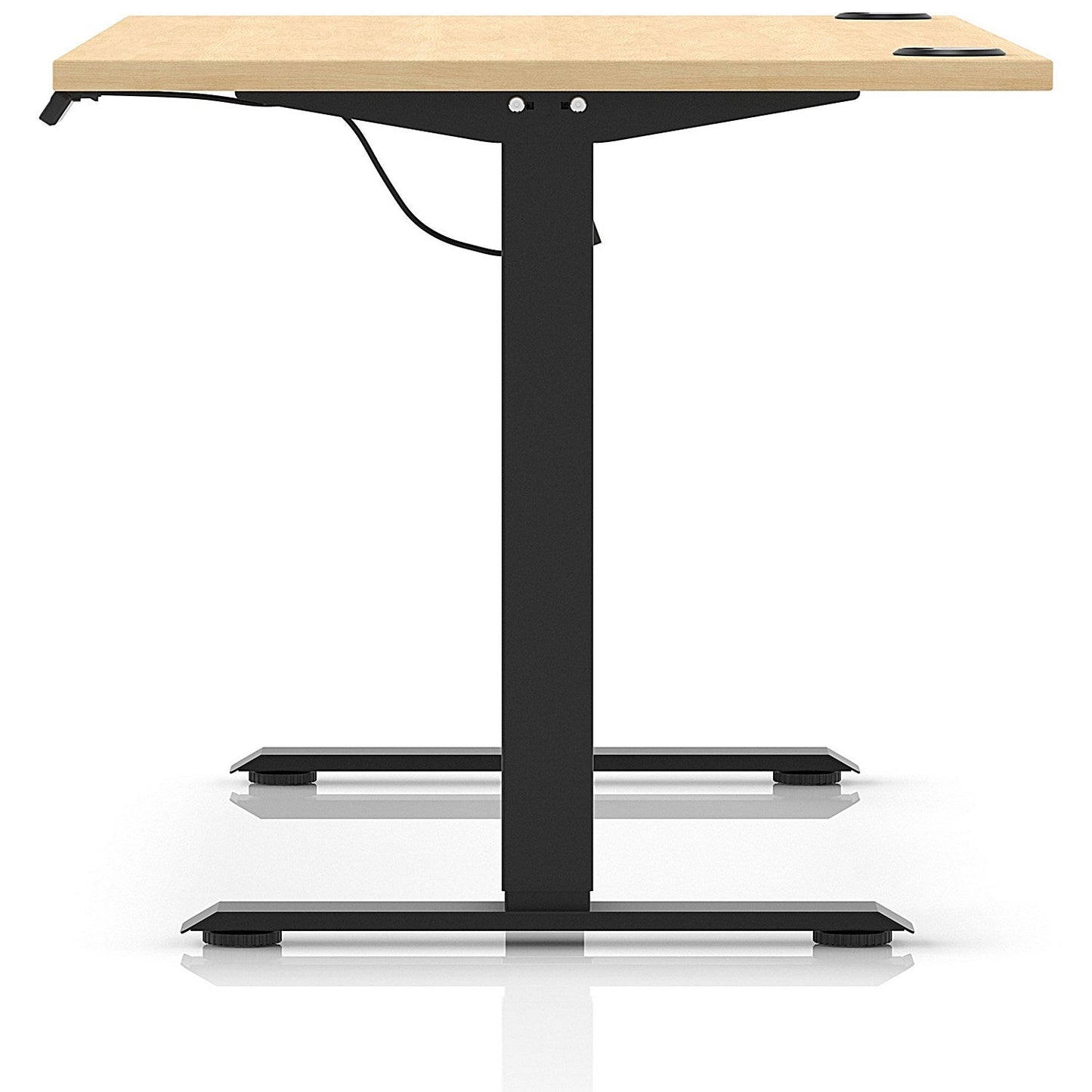 Air Lite 1600mm Height Adjustable Office Desk, Black Leg, Maple