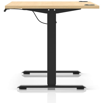 Air Lite 1600mm Height Adjustable Office Desk, Black Leg, Maple