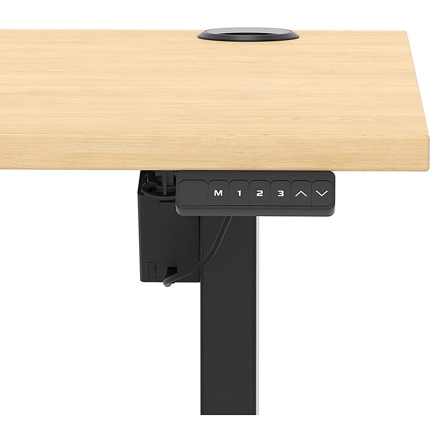 Air Lite 1600mm Height Adjustable Office Desk, Black Leg, Maple Easy2Order : HA03981
