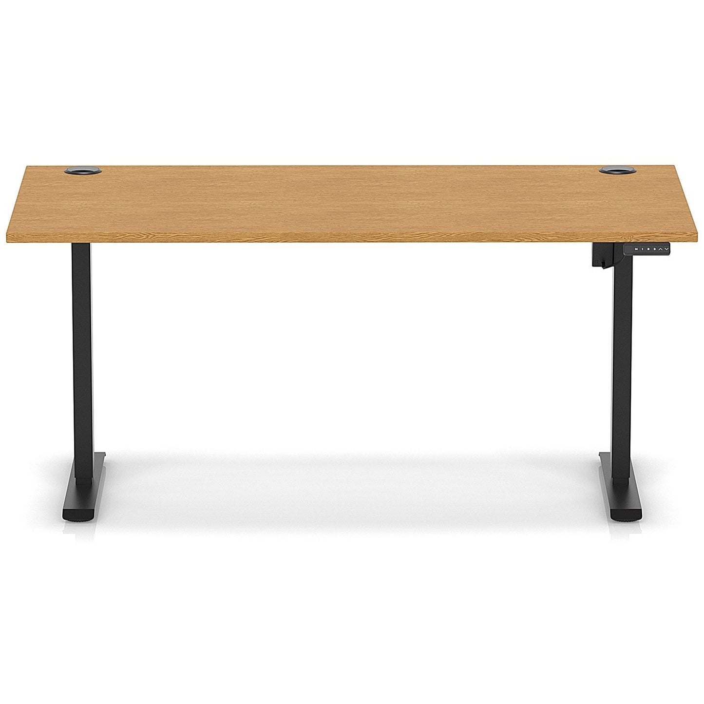 Air Lite 1600mm Height Adjustable Office Desk, Black Leg, Oak