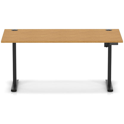 Air Lite 1600mm Height Adjustable Office Desk, Black Leg, Oak