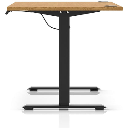Air Lite 1600mm Height Adjustable Office Desk, Black Leg, Oak