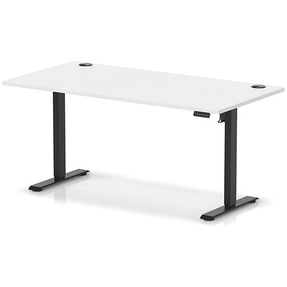 Air Lite 1600mm Height Adjustable Office Desk, Black Leg, White