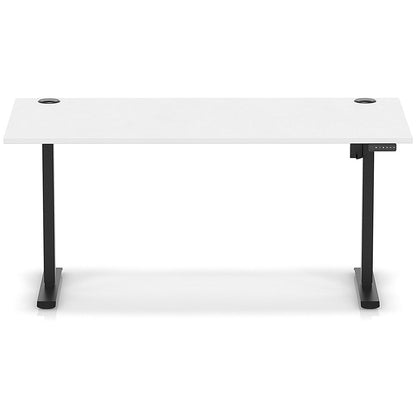 Air Lite 1600mm Height Adjustable Office Desk, Black Leg, White