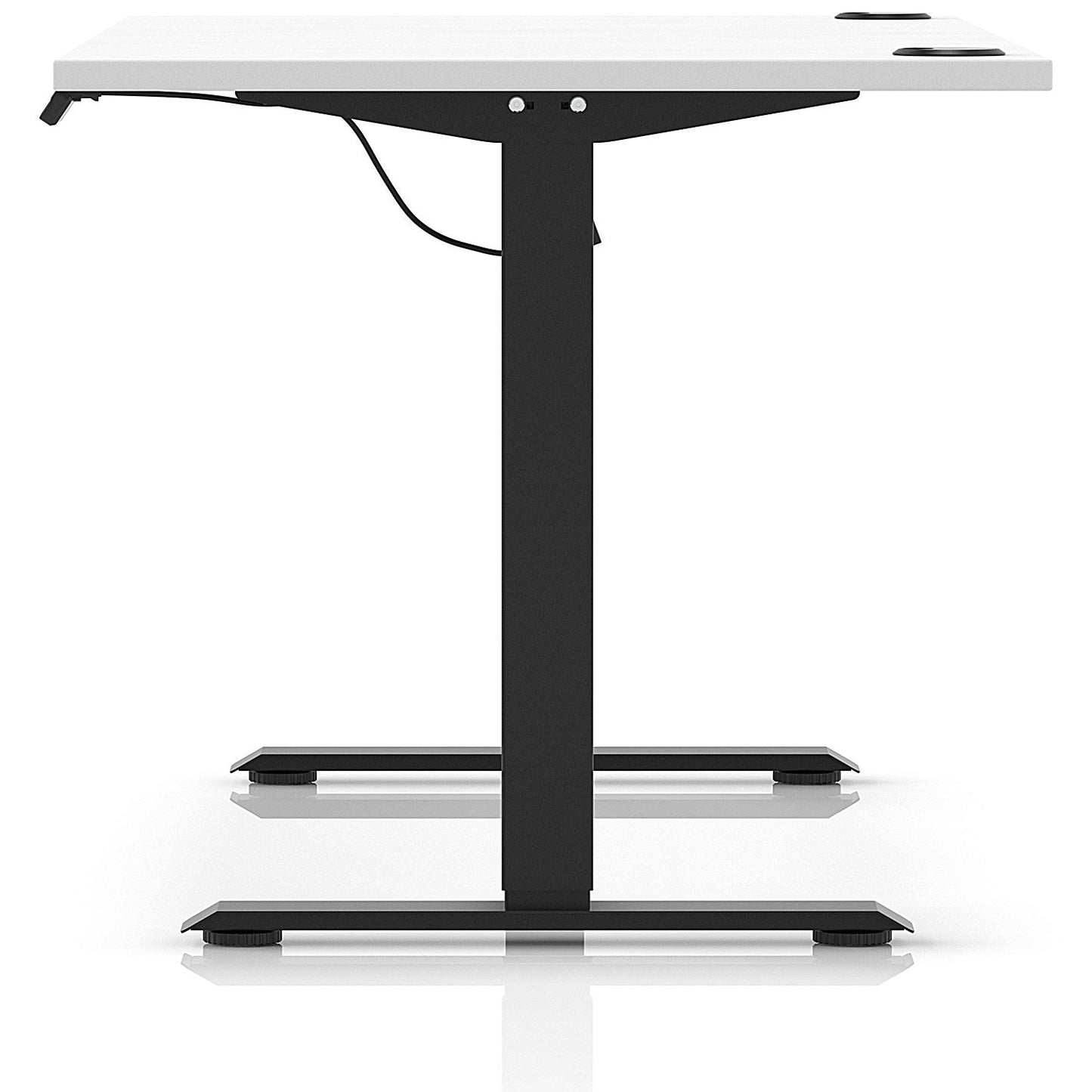 Air Lite 1600mm Height Adjustable Office Desk, Black Leg, White