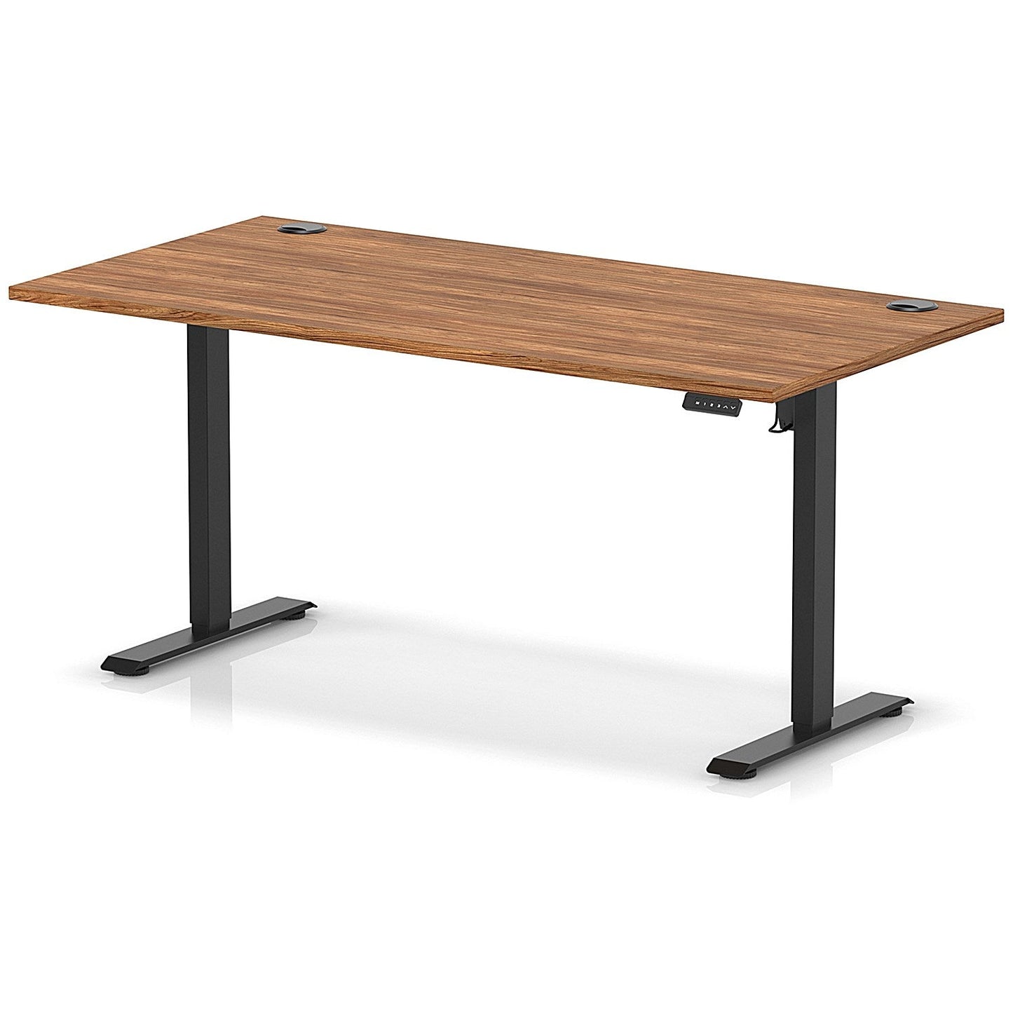 Air Lite 1600mm Height Adjustable Office Desk, Black Leg, Walnut