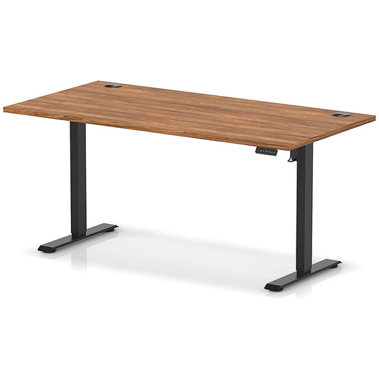 Air Lite 1600mm Height Adjustable Office Desk, Black Leg, Walnut