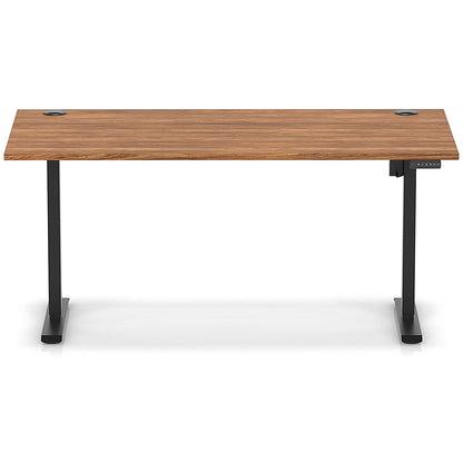 Air Lite 1600mm Height Adjustable Office Desk, Black Leg, Walnut