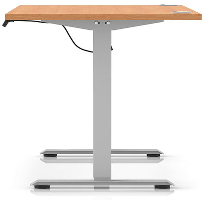 Air Lite 1600mm Height Adjustable Office Desk, Silver Leg, Beech
